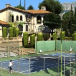 un terrain de tenis affublé d'une magnifique villa